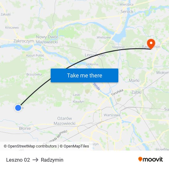 Leszno 02 to Radzymin map