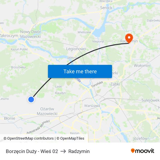 Borzęcin Duży-Wieś to Radzymin map