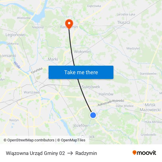 Wiązowna Urząd Gminy 02 to Radzymin map