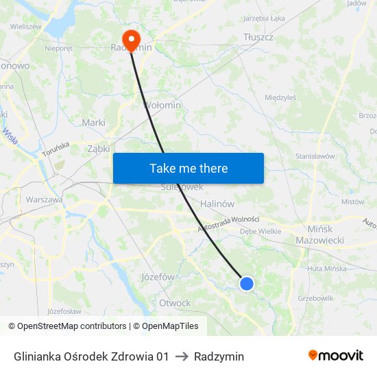 Glinianka Ośrodek Zdrowia 01 to Radzymin map