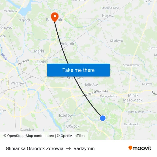 Glinianka Ośrodek Zdrowia to Radzymin map