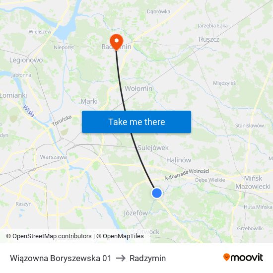 Wiązowna Boryszewska 01 to Radzymin map