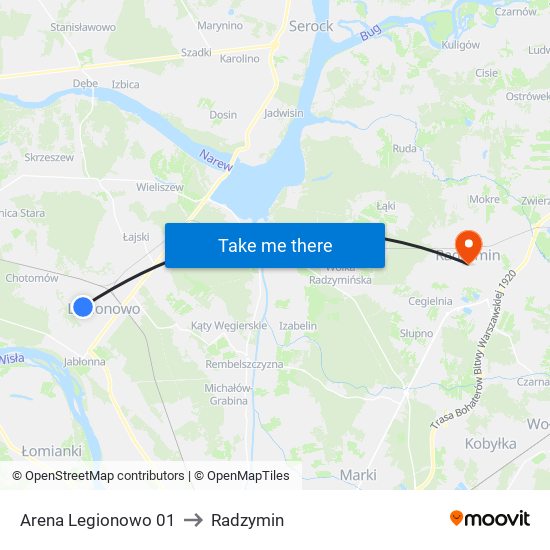 Arena Legionowo 01 to Radzymin map