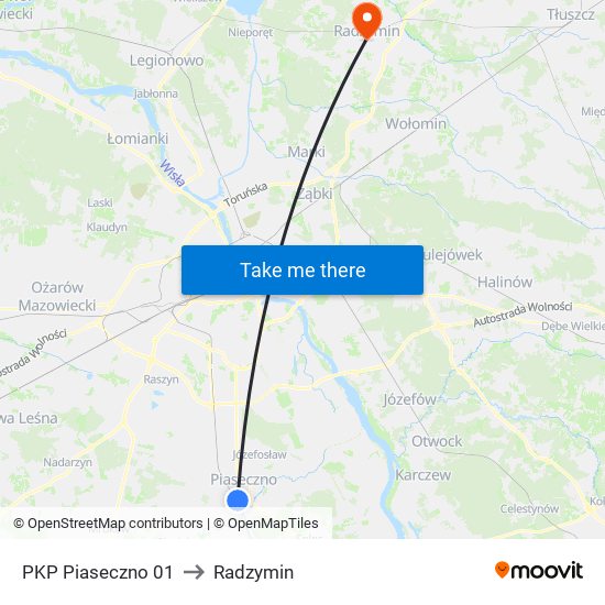 PKP Piaseczno 01 to Radzymin map