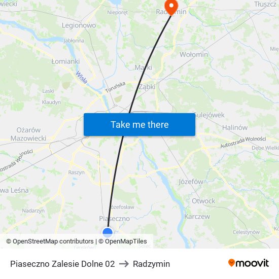 Piaseczno Zalesie Dolne 02 to Radzymin map