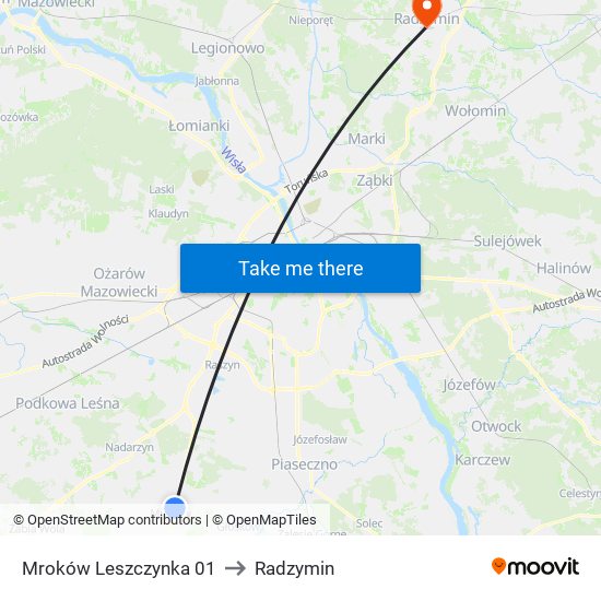 Mroków Leszczynka to Radzymin map