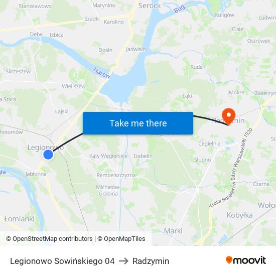 Legionowo Sowińskiego 04 to Radzymin map