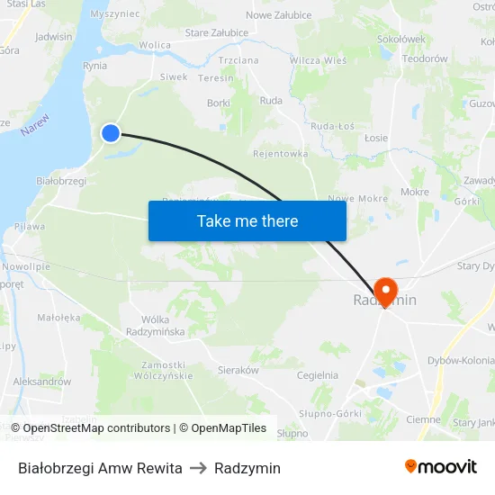 Białobrzegi Amw Rewita to Radzymin map