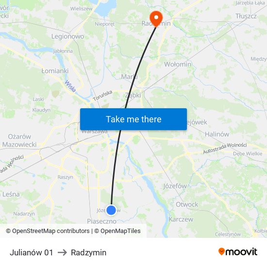 Julianów 01 to Radzymin map