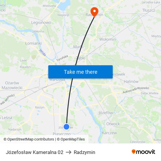 Józefosław Kameralna 02 to Radzymin map