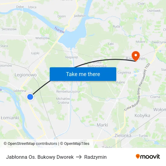 Jabłonna Os. Bukowy Dworek to Radzymin map