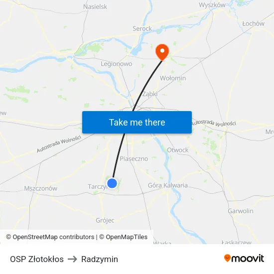 OSP Złotokłos to Radzymin map