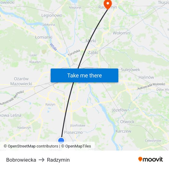 Bobrowiecka to Radzymin map