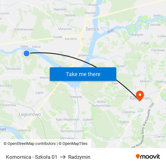 Komornica - Szkoła 01 to Radzymin map