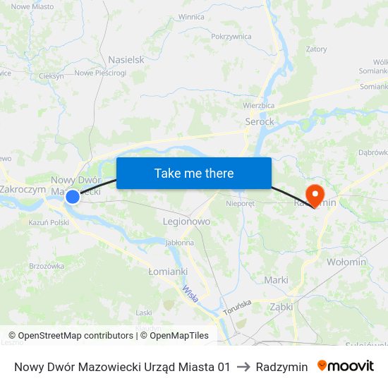 Nowy Dwór Mazowiecki Urząd Miasta 01 to Radzymin map