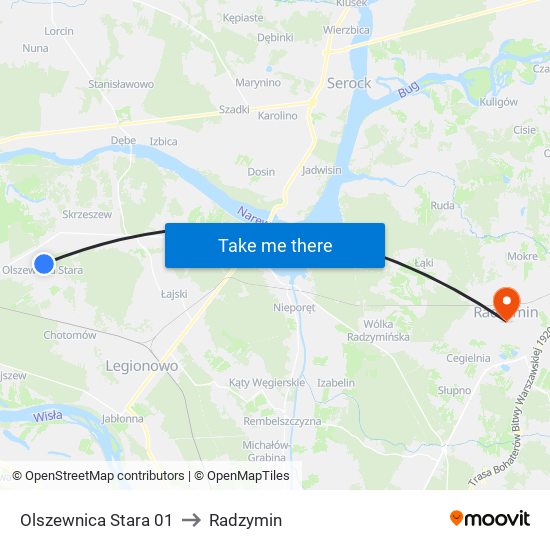 Olszewnica Stara 01 to Radzymin map