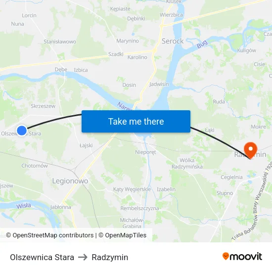 Olszewnica Stara to Radzymin map