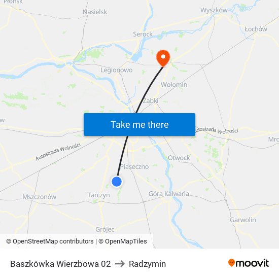 Baszkówka Wierzbowa to Radzymin map