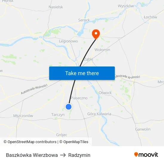Baszkówka Wierzbowa to Radzymin map