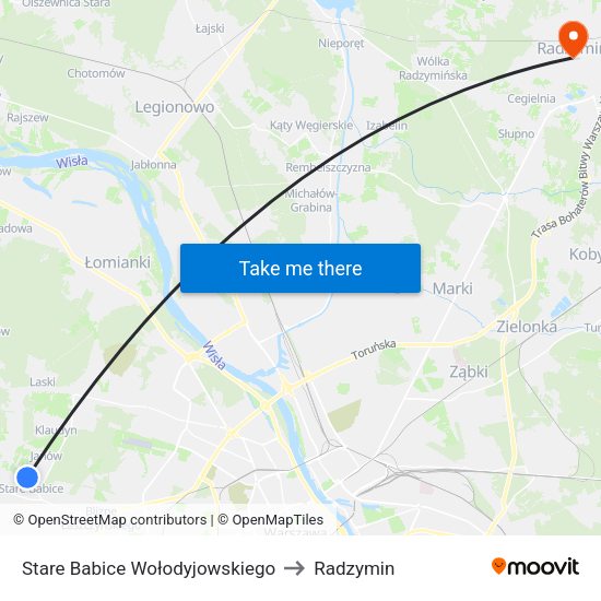 Stare Babice Wołodyjowskiego to Radzymin map