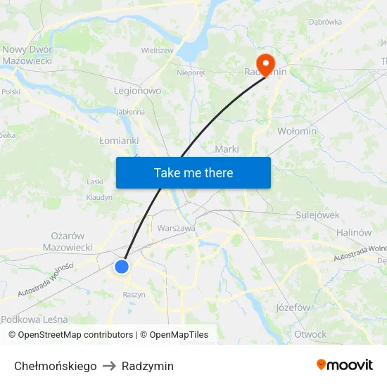 Chełmońskiego to Radzymin map