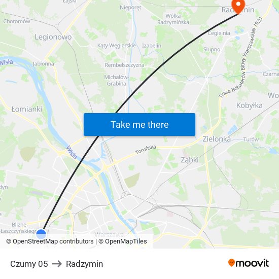 Czumy 05 to Radzymin map