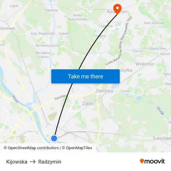 Kijowska to Radzymin map