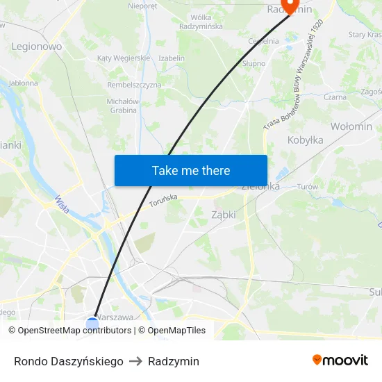 Rondo Daszyńskiego to Radzymin map
