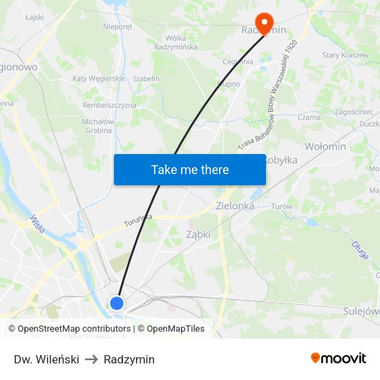 Dw. Wileński to Radzymin map