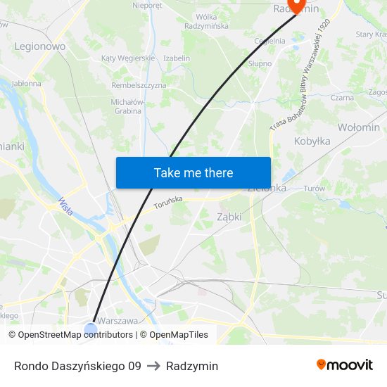 Rondo Daszyńskiego to Radzymin map