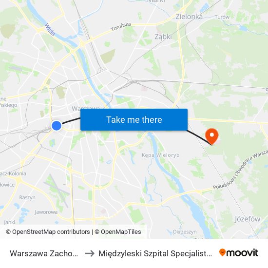 Warszawa Zachodnia to Międzyleski Szpital Specjalistyczny map