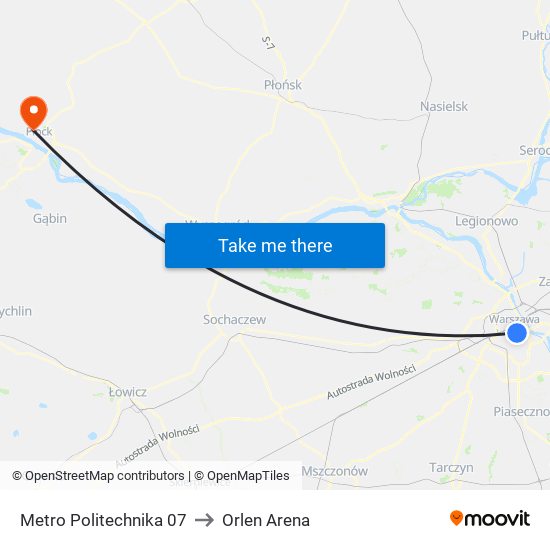 Metro Politechnika 07 to Orlen Arena map