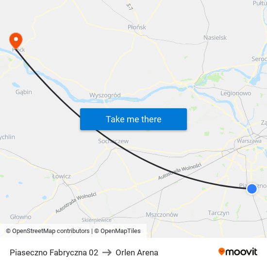 Piaseczno Fabryczna 02 to Orlen Arena map