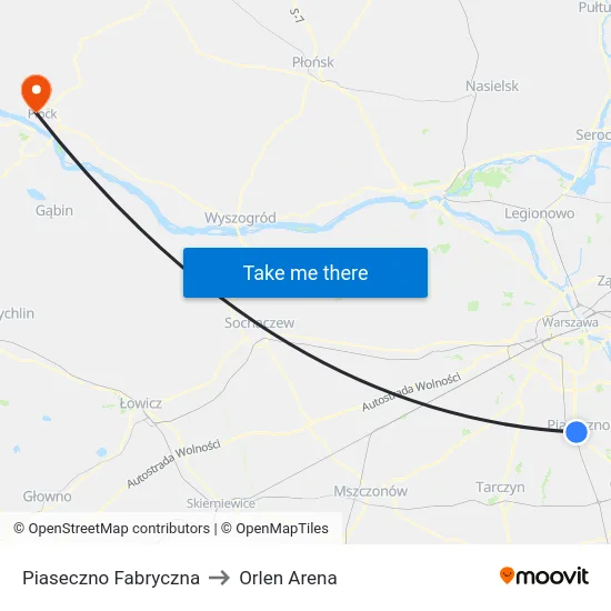 Piaseczno Fabryczna to Orlen Arena map