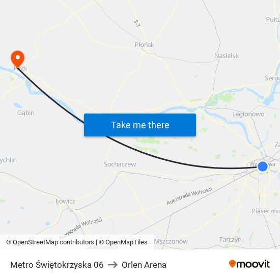 Metro Świętokrzyska 06 to Orlen Arena map