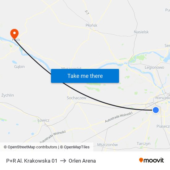 P+R Al. Krakowska to Orlen Arena map