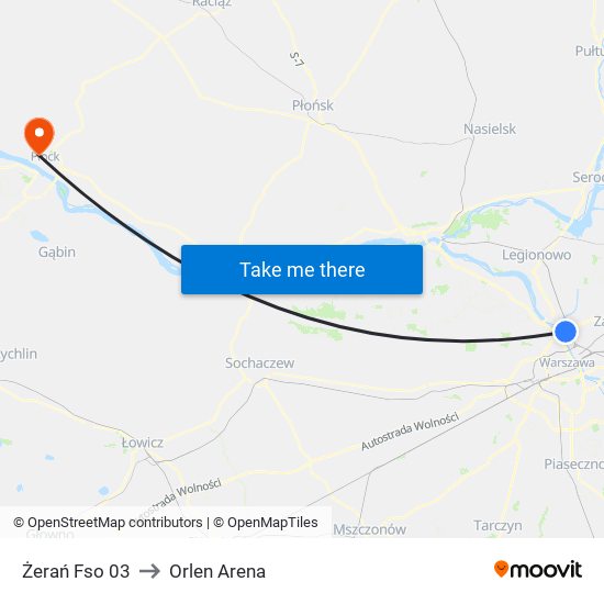 Żerań Fso to Orlen Arena map