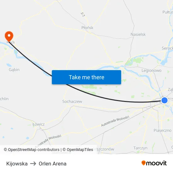 Kijowska to Orlen Arena map