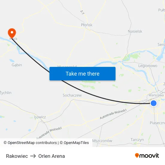 Rakowiec to Orlen Arena map