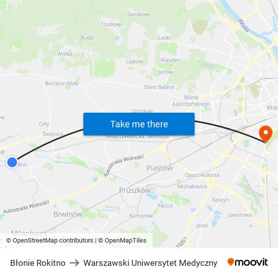 Błonie Rokitno to Warszawski Uniwersytet Medyczny map