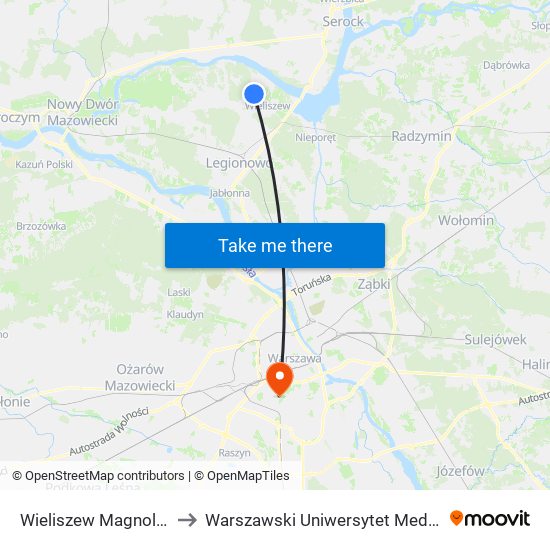 Wieliszew Magnolii to Warszawski Uniwersytet Medyczny map