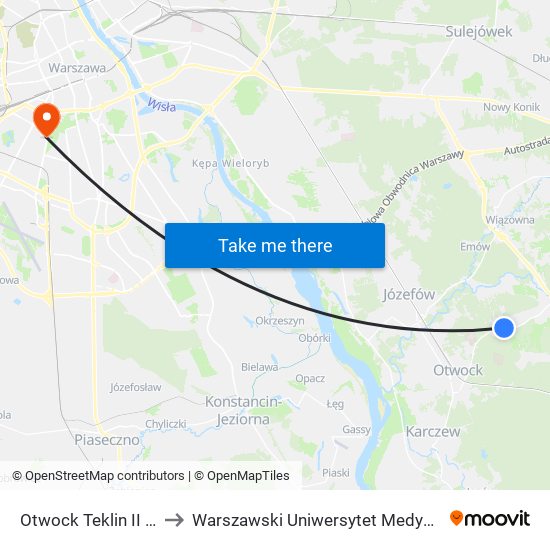 Otwock Teklin II 02 to Warszawski Uniwersytet Medyczny map