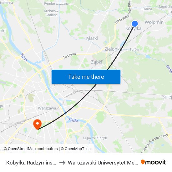 Kobyłka Radzymińska 02 to Warszawski Uniwersytet Medyczny map