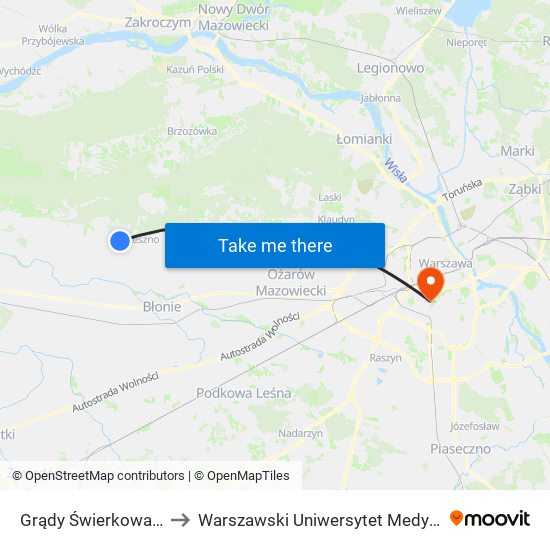 Grądy Świerkowa 02 to Warszawski Uniwersytet Medyczny map