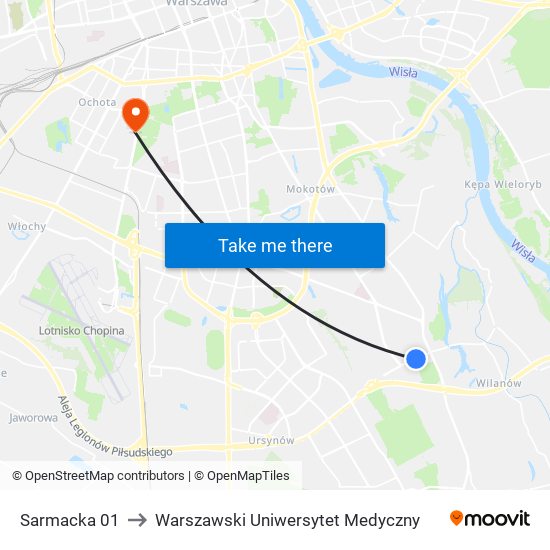 Sarmacka 01 to Warszawski Uniwersytet Medyczny map