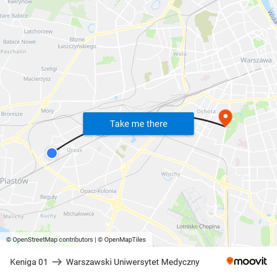 Keniga 01 to Warszawski Uniwersytet Medyczny map