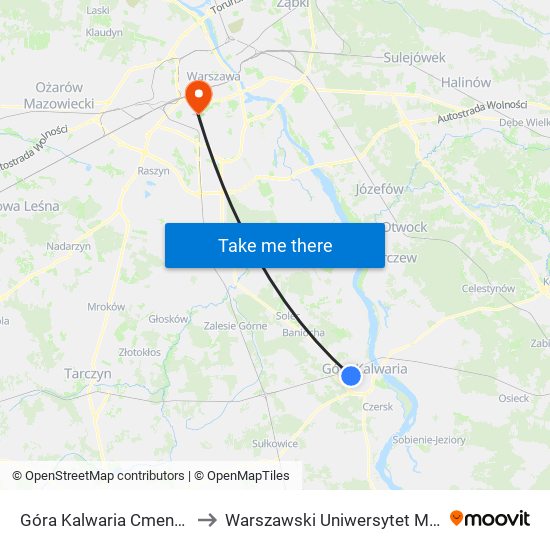 Góra Kalwaria Cmentarz to Warszawski Uniwersytet Medyczny map