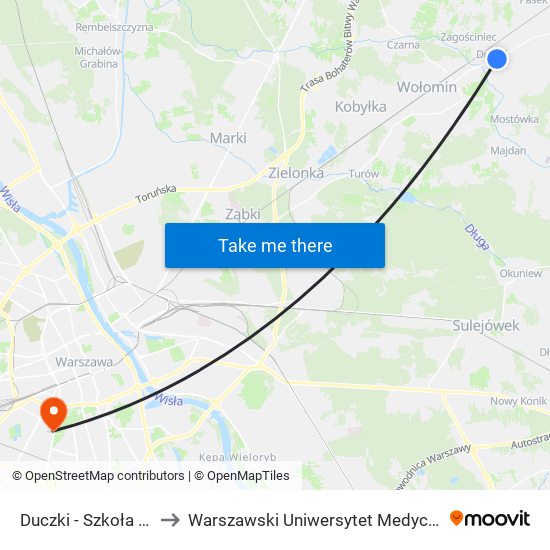 Duczki-Szkoła to Warszawski Uniwersytet Medyczny map