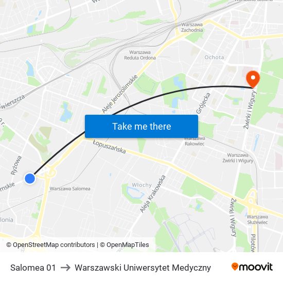 Salomea 01 to Warszawski Uniwersytet Medyczny map
