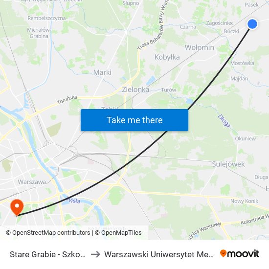 Stare Grabie - Szkoła 02 to Warszawski Uniwersytet Medyczny map